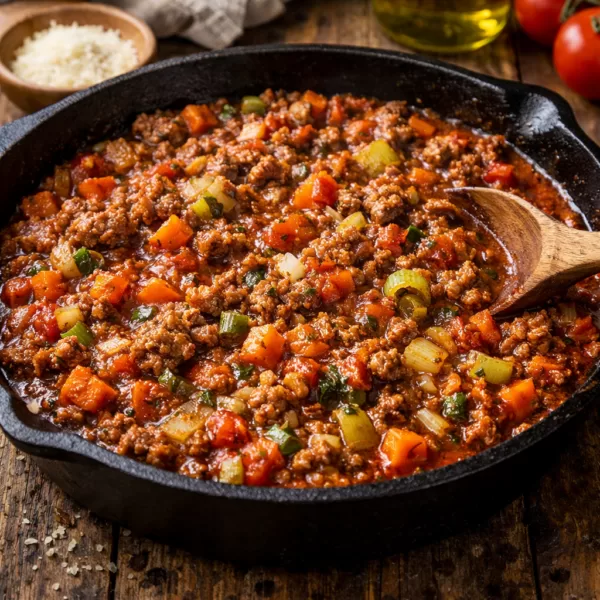 Lentil & Ground Beef Bolognese Sauce